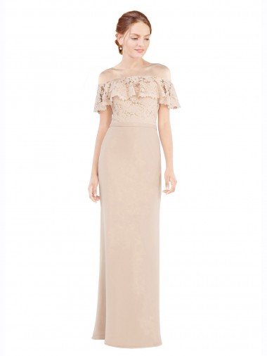 Affordable Off the Shoulder Sleeves Sheath Chiffon Prom Dress UK
