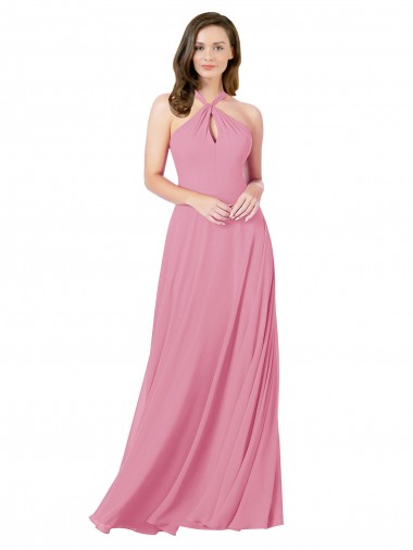 Affordable Chiffon Prom Dress with Keyhole Front UK