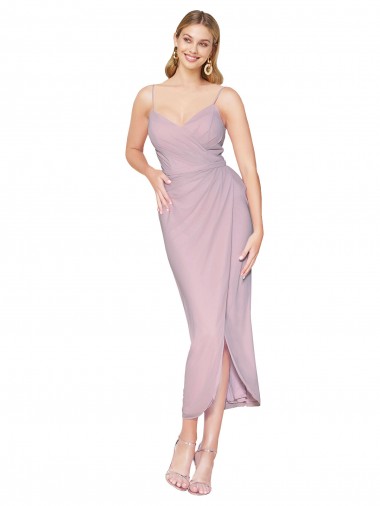 Affordable Short Knee Length Chiffon Wrap Cocktail Prom Dress / Homecoming Dress with Straps UK