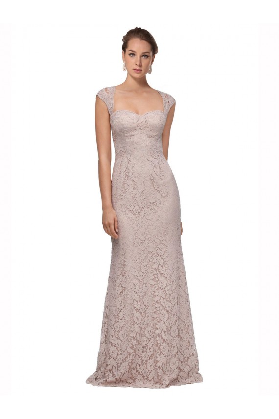Affordable Sweetheart Neckline Cap Sleeves Lace Prom Dress with Twist UK