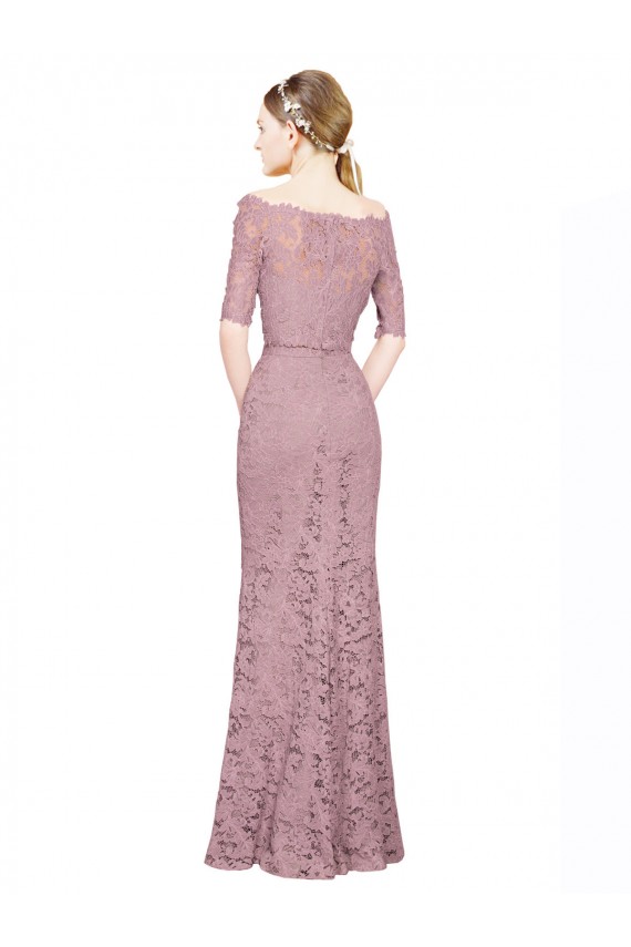 Affordable Short Sleeves Crop Top Mermaid Lace Prom Dress UK