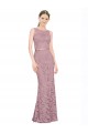 Affordable Sleeveless Crop Top High Neck Mermaid Lace Prom Dress UK