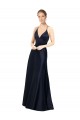 Affordable Sexy Satin Prom Dress with Deep V-Neckline and Strappy Back UK