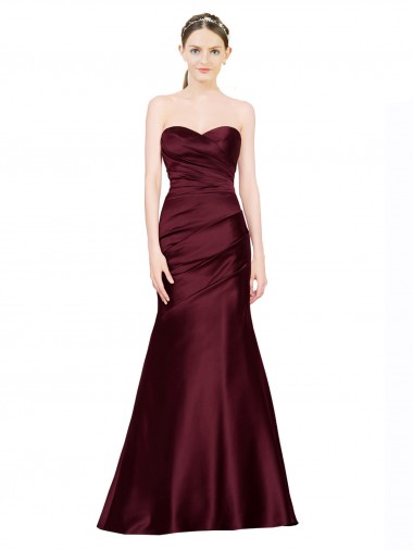 Affordable Mermaid Sweetheart Soft Satin Prom Dress with Pleats UK