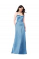 Affordable Crossing Strap Back Pleated Bodice Long Satin Prom Dress UK