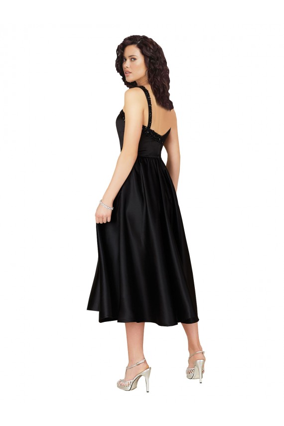 Affordable Short Square Neck Satin Cocktail Prom Dress / Homecoming Dress with Beading UK