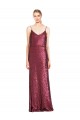 Affordable High Neck Halter Long Slim Sequin Prom Dress with V-Neck and Blouson Bodice UK