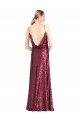 Affordable High Neck Halter Long Slim Sequin Prom Dress with V-Neck and Blouson Bodice UK