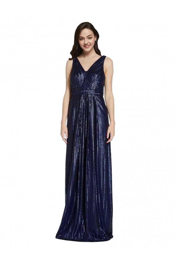 Affordable Long V-Neck Sparking Sequin Prom Dress with Low V-Back UK
