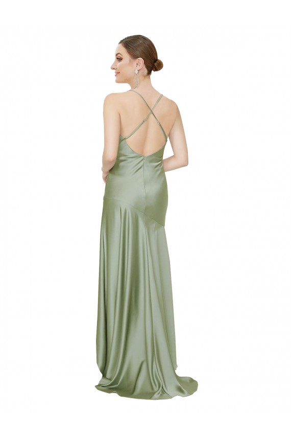 Affordable Silky Satin Prom Dress with Bias Cut Skirt UK