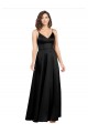 Affordable Silky Satin Floor-Length Long Prom Dress with V-Neckline UK