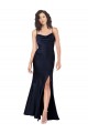 Affordable Draped Cowl Neck Silky Satin Prom Dress with Skirt Slit UK