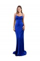 Affordable Open Back Cowl Neck Long Silky Satin Prom Dress UK