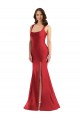 Affordable Square Neck Silky Satin Mermaid Prom Dress with Side Slit UK