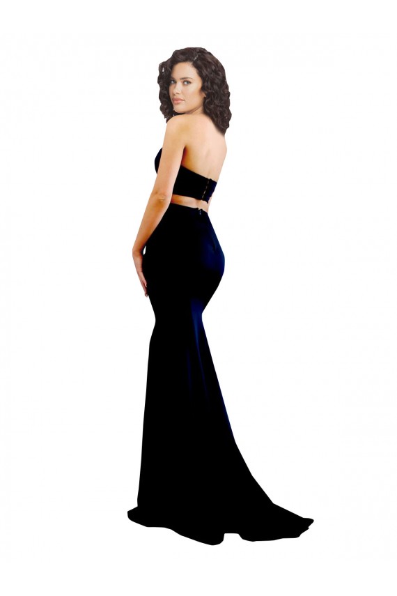 Affordable Two Piece High Neck Crepe Prom Dress UK