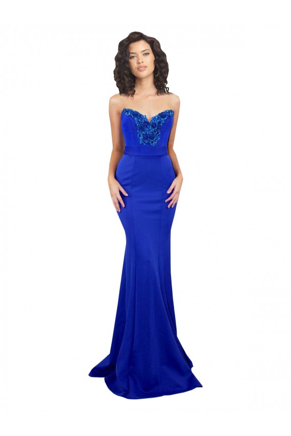 Affordable Sweetheart Flower Neckline High Neck Crepe Prom Dress UK