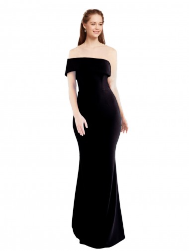 Affordable Asymmetrical Draped Off the Shoulder Banded Crepe Prom Dress UK