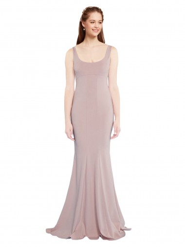 Affordable Sleeveless Scoop Neck Fully Lined Crepe Prom Dress UK