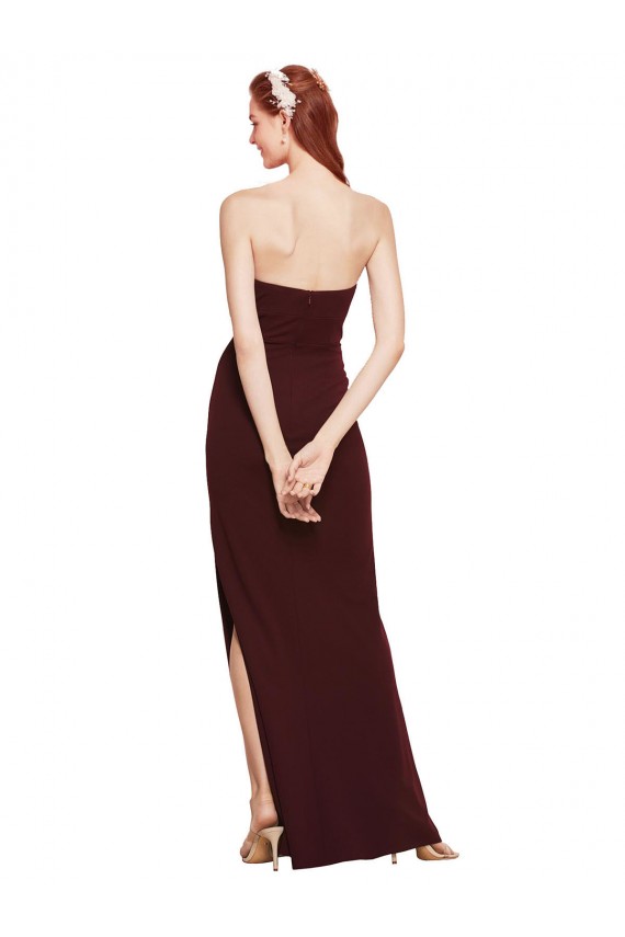 Affordable Twisted Strapless Keyhole Long Crepe Prom Dress with Slit UK