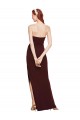 Affordable Twisted Strapless Keyhole Long Crepe Prom Dress with Slit UK