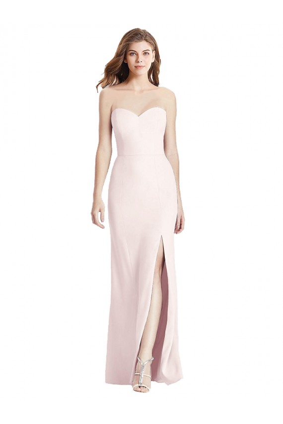 Affordable Strapless Crepe Trumpet Prom Dress with Front Slit UK