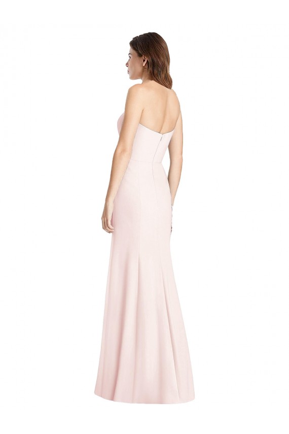 Affordable Strapless Crepe Trumpet Prom Dress with Front Slit UK