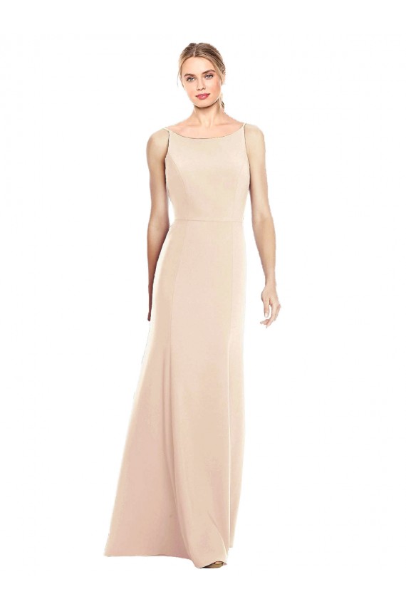 Affordable V-Spaghetti Strap Open Back Bateau Neck Trumpet Prom Dress UK