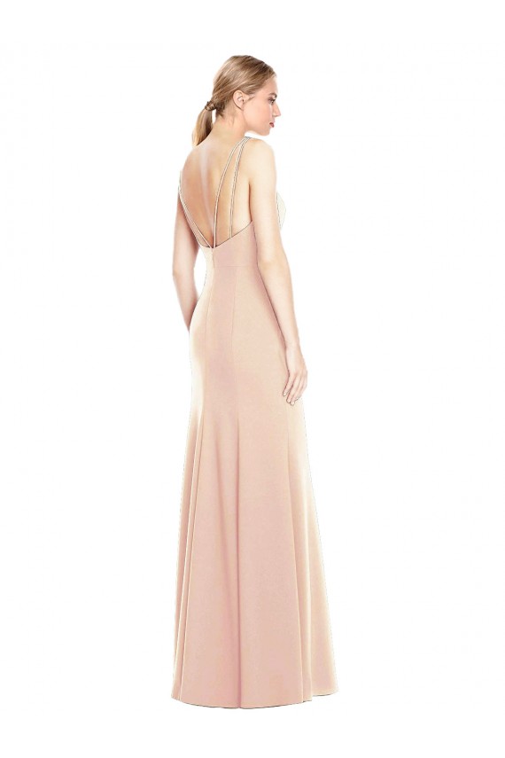 Affordable V-Spaghetti Strap Open Back Bateau Neck Trumpet Prom Dress UK