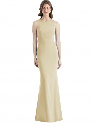Affordable Criss Cross Twist Cutout Back Trumpet Prom Dress UK