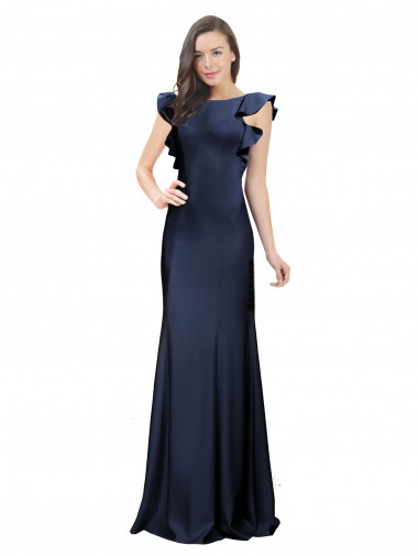 Affordable Sleeveless Crepe Prom Dress with Cascading Ruffle and Keyhole Back UK
