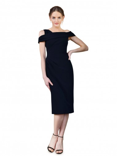 Affordable Draped Cross Shoulder Stretch Crepe Cocktail Prom Dress / Homecoming Dress UK