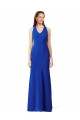 Affordable Halter V-Neck Long A-Line Crepe Prom Dress UK