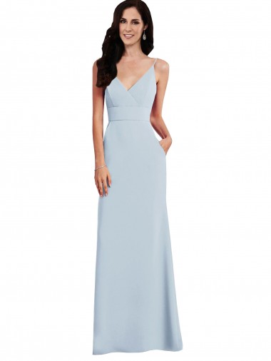 Affordable V Back Spaghetti Strap Maxi Prom Dress with Pockets UK