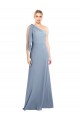 Affordable Draped Flutter Sleeves One Shoulder Stretch Crepe Prom Dress UK