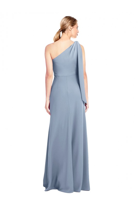 Affordable Draped Flutter Sleeves One Shoulder Stretch Crepe Prom Dress UK