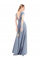 Affordable Plunging V-Neck Cap Sleeves Stretch Crepe Prom Dress with Front Slit UK