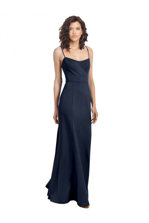 Affordable Fit and Flare Scoop Neck Long Sleeveless Stretch Crepe Prom Dress UK