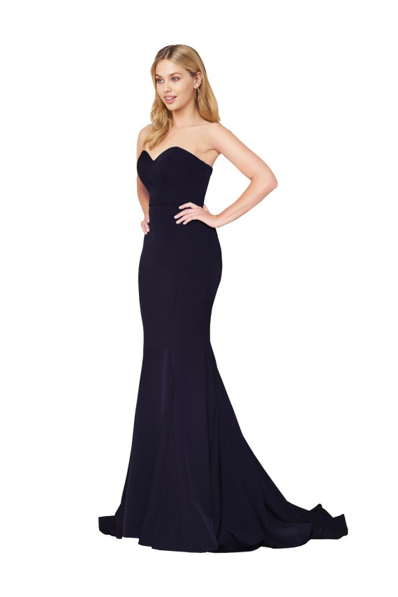 Affordable Sweetheart High Neck Sweep Train Sleeveless Crepe Prom Dress UK