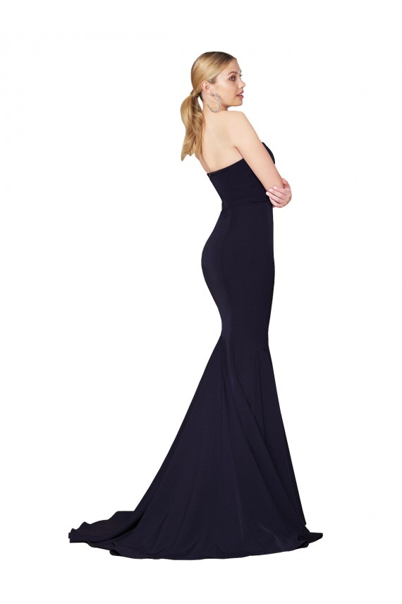 Affordable Sweetheart High Neck Sweep Train Sleeveless Crepe Prom Dress UK