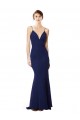 Affordable Deep V-Neck Spaghetti Straps Mermaid Crepe Prom Dress UK