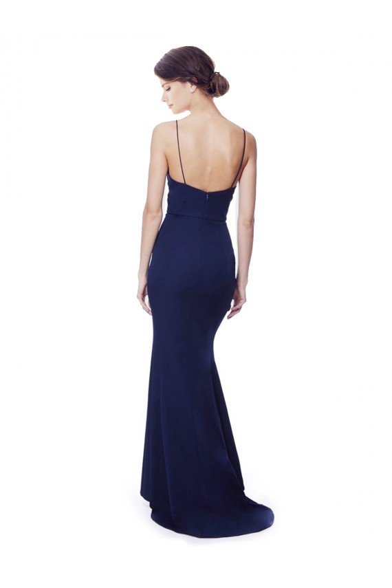 Affordable Deep V-Neck Spaghetti Straps Mermaid Crepe Prom Dress UK