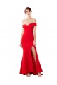 Affordable Off the Shoulder Sweetheart Maxi Crepe Prom Dress With Thigh Split and Train UK