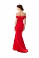 Affordable Off the Shoulder Sweetheart Maxi Crepe Prom Dress With Thigh Split and Train UK