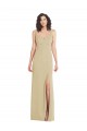 Affordable Wide Strap Slash Cutout Empire Crepe Prom Dress with Front Slit UK