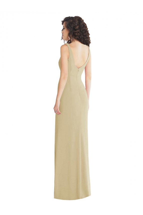 Affordable Wide Strap Slash Cutout Empire Crepe Prom Dress with Front Slit UK