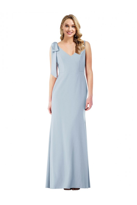 Affordable V-Back Bow Shoulder Trumpet Prom Dress UK