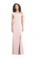 Affordable Off the Shoulder Tie Detail Trumpet Crepe Prom Dress with Front Slit UK