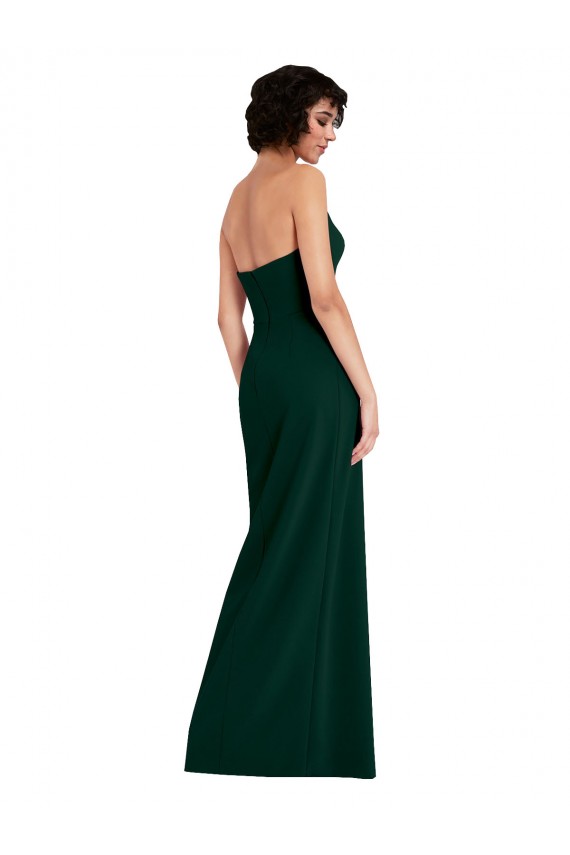 Affordable Scooped Strapless Neckline Crepe Prom Dress with Side Slit UK