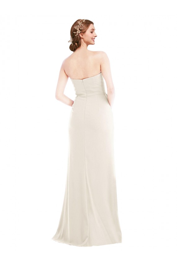 Affordable Long Strapless Tuxedo Maxi Prom Dress with Front Slit & Pockets UK