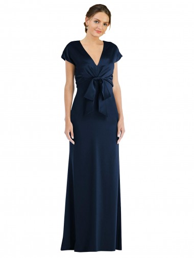 Affordable Soft Bow Blouson Bodice Trumpet Crepe Prom Dress UK